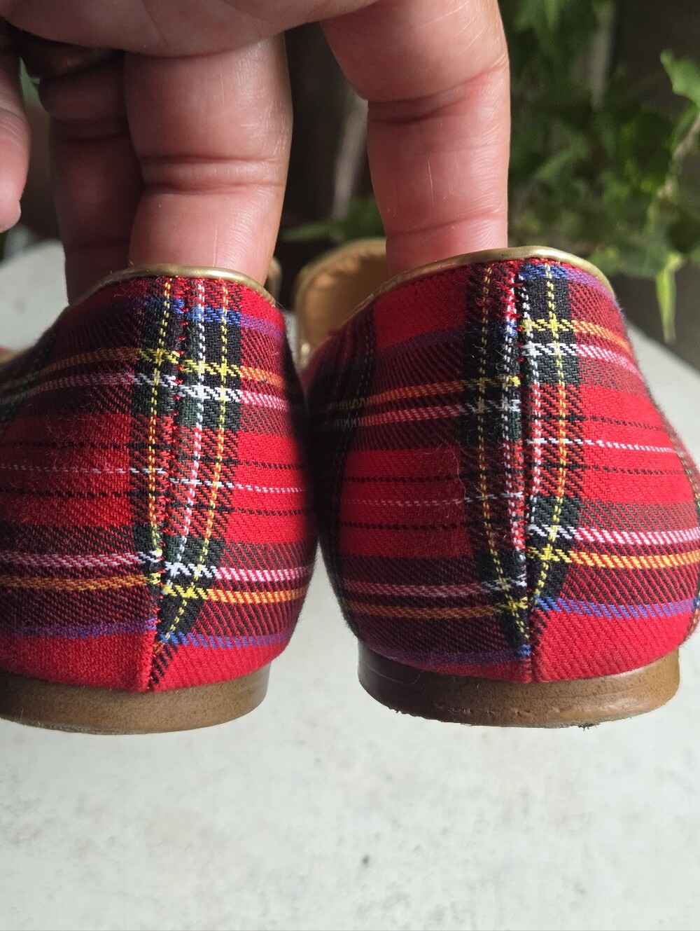 J. Crew Stewart Red Tartan Plaid Smoking Loafer Size 6.5 - Picture 5 of 9